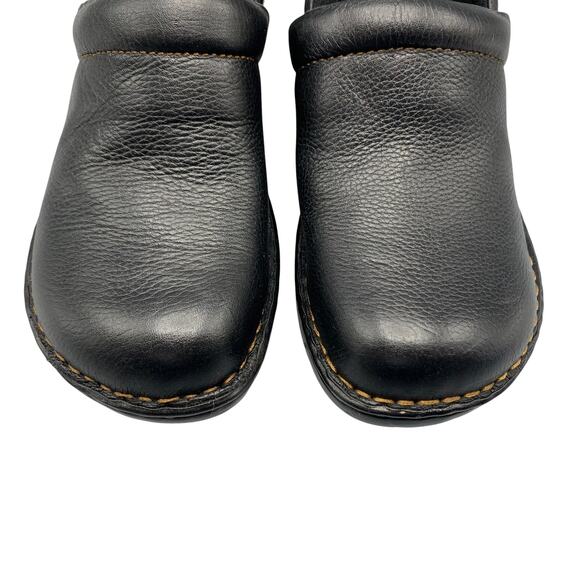 Born BOC Peggy Clogs Size 8 Pebbled Leather Slip On Casual Comfort Black Womens - Picture 7 of 11